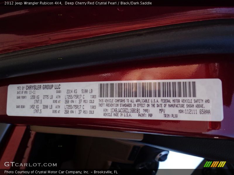 Deep Cherry Red Crystal Pearl / Black/Dark Saddle 2012 Jeep Wrangler Rubicon 4X4