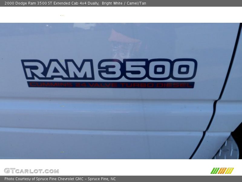 Bright White / Camel/Tan 2000 Dodge Ram 3500 ST Extended Cab 4x4 Dually