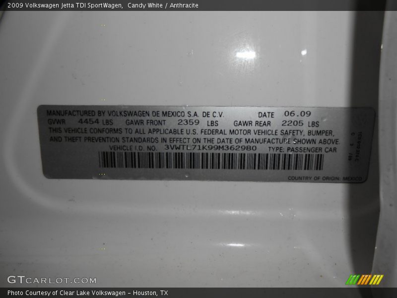 Candy White / Anthracite 2009 Volkswagen Jetta TDI SportWagen