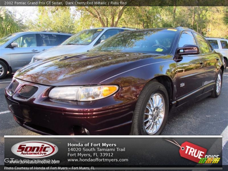 Dark Cherry Red Metallic / Ruby Red 2002 Pontiac Grand Prix GT Sedan