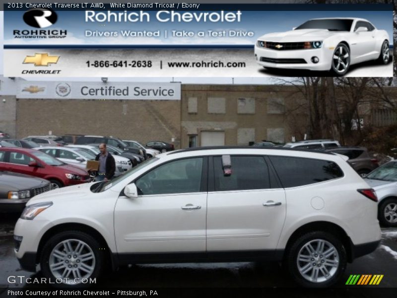 White Diamond Tricoat / Ebony 2013 Chevrolet Traverse LT AWD