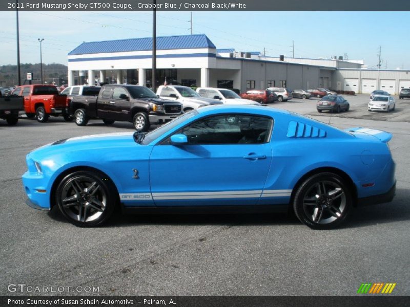 Grabber Blue / Charcoal Black/White 2011 Ford Mustang Shelby GT500 Coupe