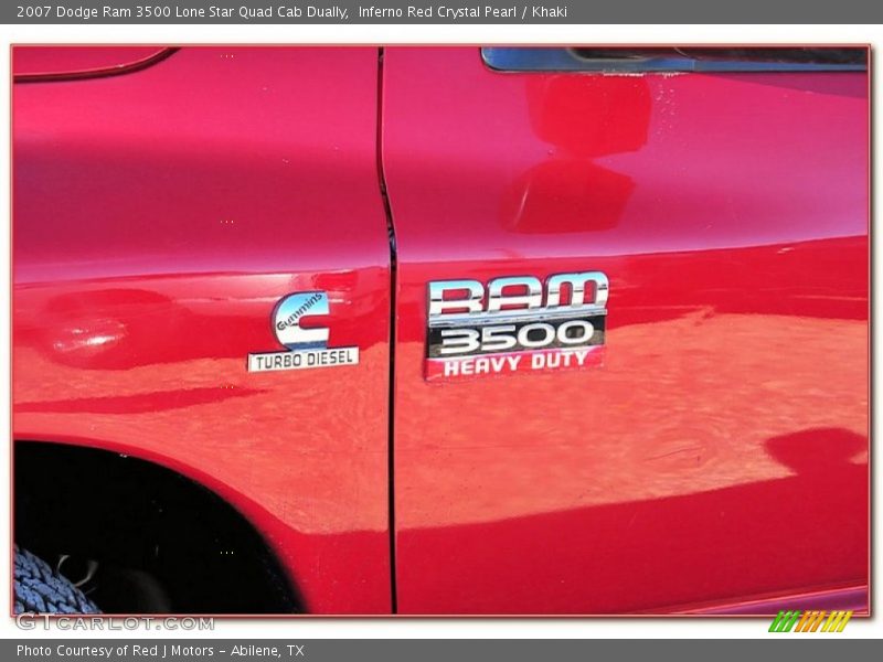 Inferno Red Crystal Pearl / Khaki 2007 Dodge Ram 3500 Lone Star Quad Cab Dually