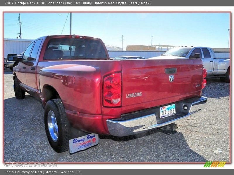Inferno Red Crystal Pearl / Khaki 2007 Dodge Ram 3500 Lone Star Quad Cab Dually