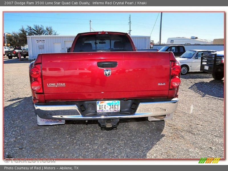 Inferno Red Crystal Pearl / Khaki 2007 Dodge Ram 3500 Lone Star Quad Cab Dually