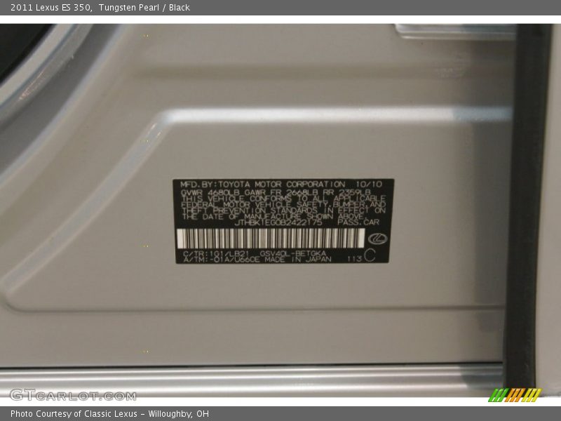 Tungsten Pearl / Black 2011 Lexus ES 350