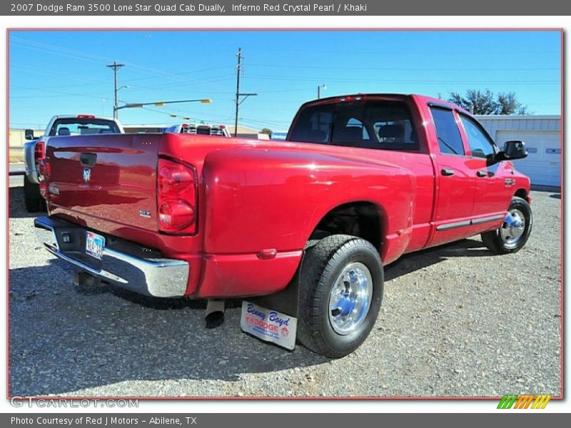Inferno Red Crystal Pearl / Khaki 2007 Dodge Ram 3500 Lone Star Quad Cab Dually