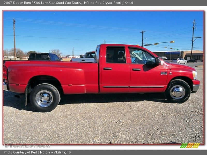 Inferno Red Crystal Pearl / Khaki 2007 Dodge Ram 3500 Lone Star Quad Cab Dually