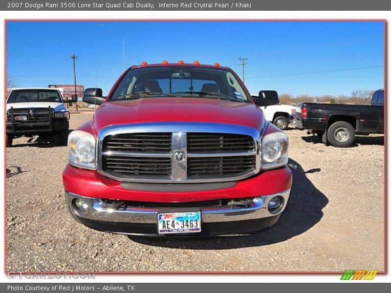 Inferno Red Crystal Pearl / Khaki 2007 Dodge Ram 3500 Lone Star Quad Cab Dually
