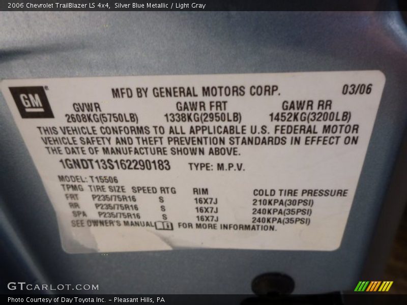 Silver Blue Metallic / Light Gray 2006 Chevrolet TrailBlazer LS 4x4