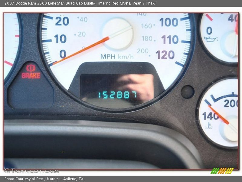 Inferno Red Crystal Pearl / Khaki 2007 Dodge Ram 3500 Lone Star Quad Cab Dually