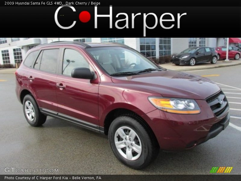 Dark Cherry / Beige 2009 Hyundai Santa Fe GLS 4WD
