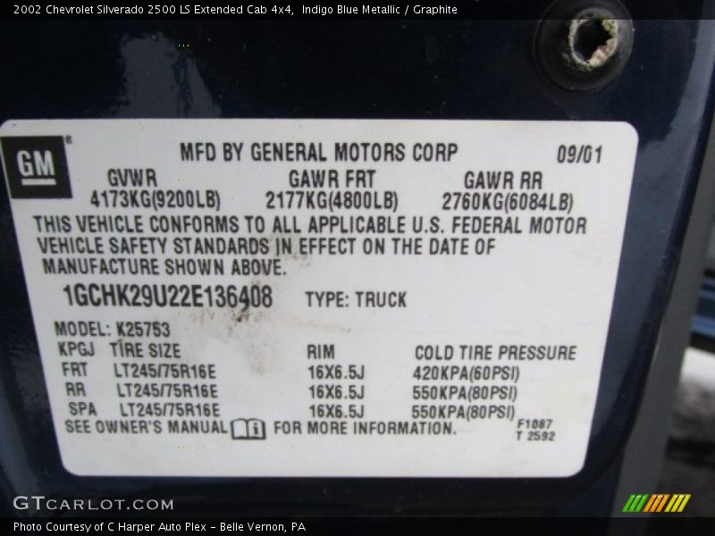 Indigo Blue Metallic / Graphite 2002 Chevrolet Silverado 2500 LS Extended Cab 4x4