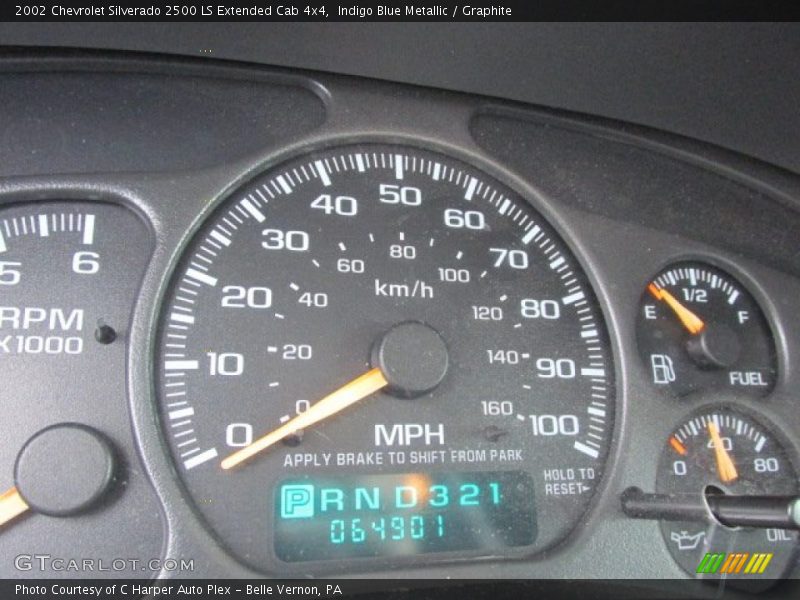 Indigo Blue Metallic / Graphite 2002 Chevrolet Silverado 2500 LS Extended Cab 4x4