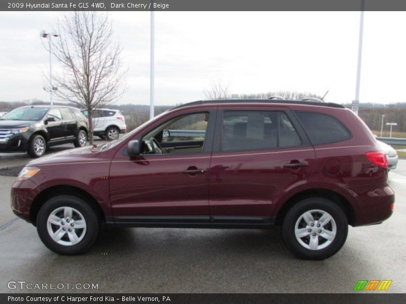 Dark Cherry / Beige 2009 Hyundai Santa Fe GLS 4WD