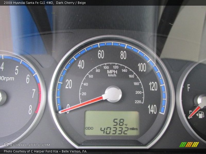 Dark Cherry / Beige 2009 Hyundai Santa Fe GLS 4WD