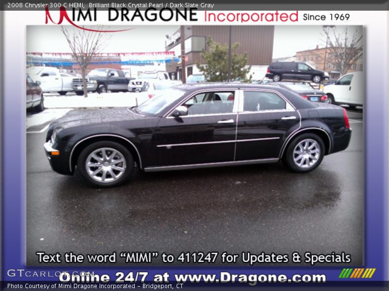 Brilliant Black Crystal Pearl / Dark Slate Gray 2008 Chrysler 300 C HEMI