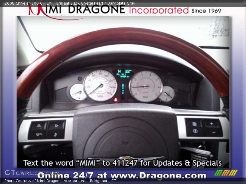 Brilliant Black Crystal Pearl / Dark Slate Gray 2008 Chrysler 300 C HEMI