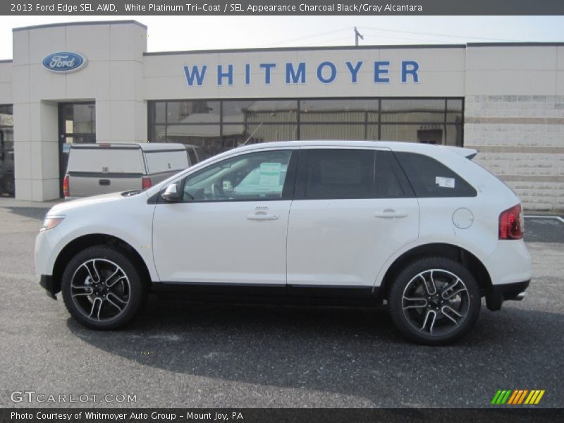 White Platinum Tri-Coat / SEL Appearance Charcoal Black/Gray Alcantara 2013 Ford Edge SEL AWD