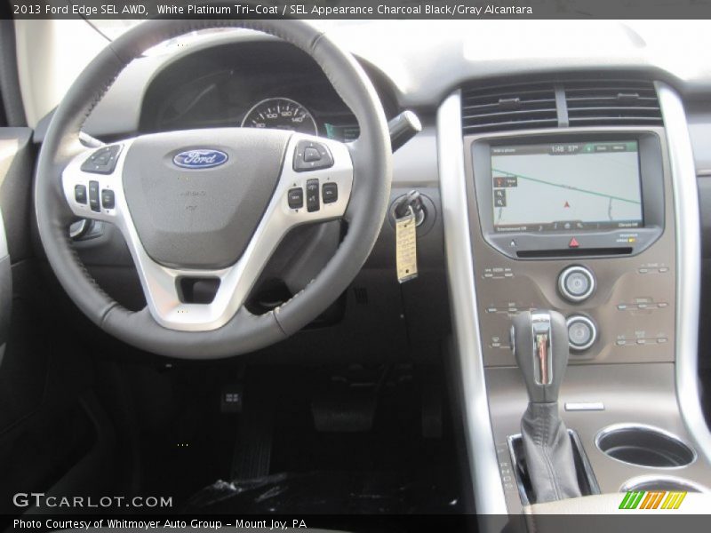 White Platinum Tri-Coat / SEL Appearance Charcoal Black/Gray Alcantara 2013 Ford Edge SEL AWD