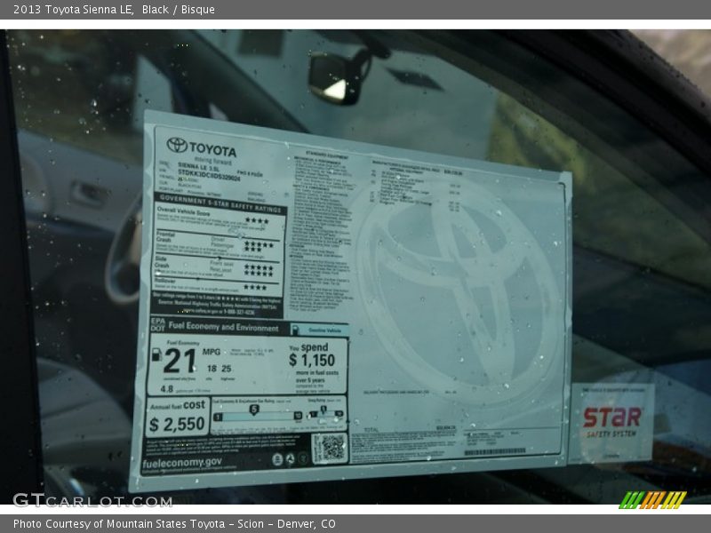 Black / Bisque 2013 Toyota Sienna LE