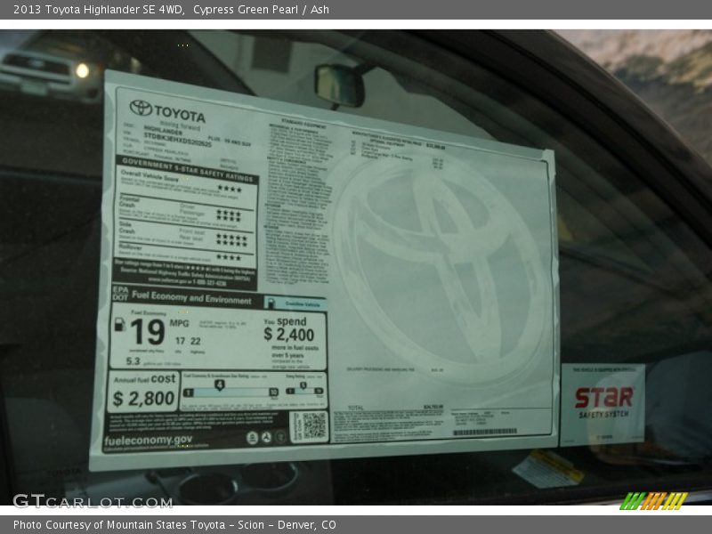 Cypress Green Pearl / Ash 2013 Toyota Highlander SE 4WD