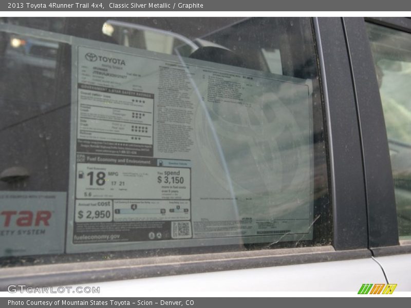 Classic Silver Metallic / Graphite 2013 Toyota 4Runner Trail 4x4