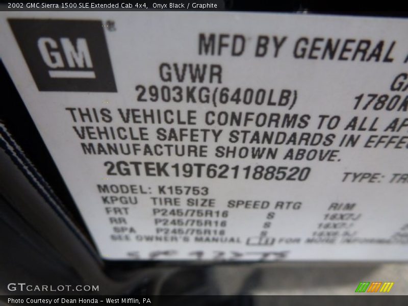 Onyx Black / Graphite 2002 GMC Sierra 1500 SLE Extended Cab 4x4
