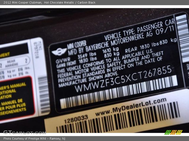 Hot Chocolate Metallic / Carbon Black 2012 Mini Cooper Clubman