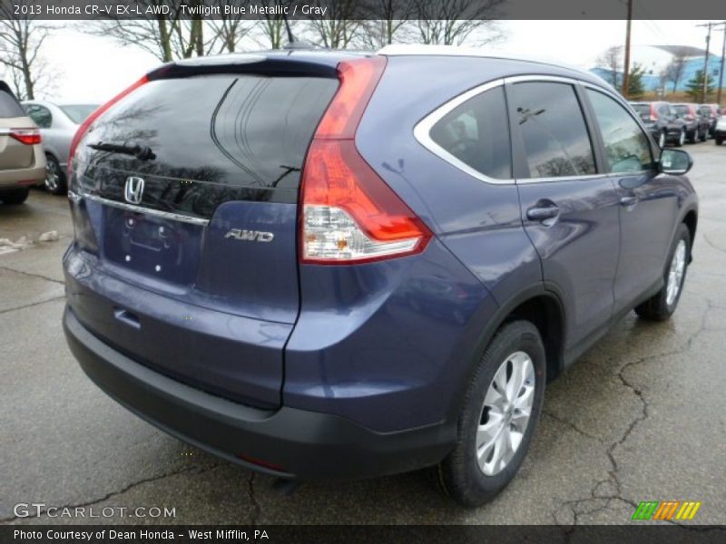 Twilight Blue Metallic / Gray 2013 Honda CR-V EX-L AWD