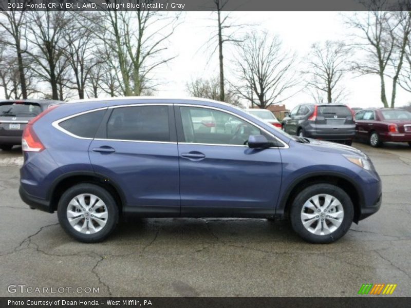 Twilight Blue Metallic / Gray 2013 Honda CR-V EX-L AWD