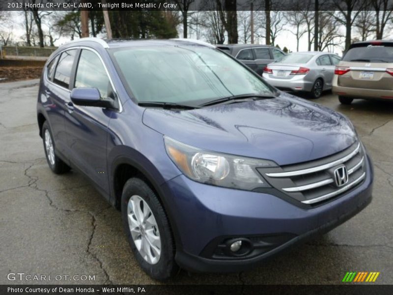 Twilight Blue Metallic / Gray 2013 Honda CR-V EX-L AWD