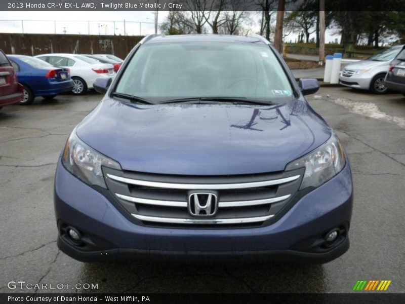 Twilight Blue Metallic / Gray 2013 Honda CR-V EX-L AWD