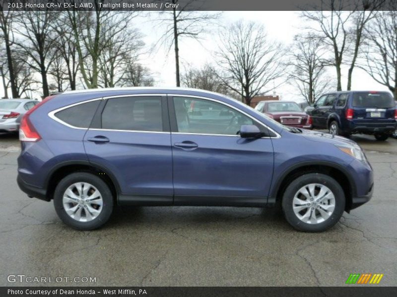 Twilight Blue Metallic / Gray 2013 Honda CR-V EX-L AWD