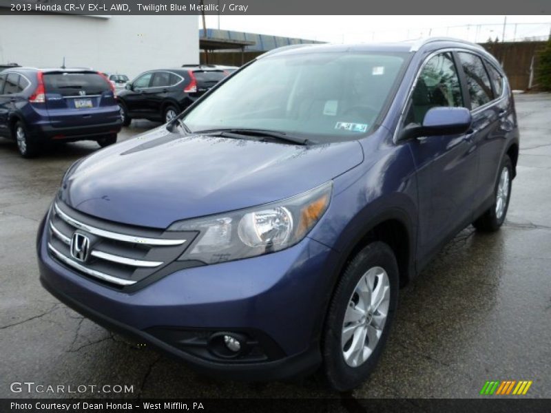 Twilight Blue Metallic / Gray 2013 Honda CR-V EX-L AWD