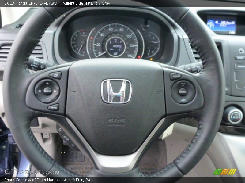 Twilight Blue Metallic / Gray 2013 Honda CR-V EX-L AWD