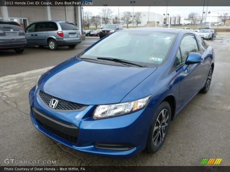 Dyno Blue Pearl / Gray 2013 Honda Civic EX Coupe