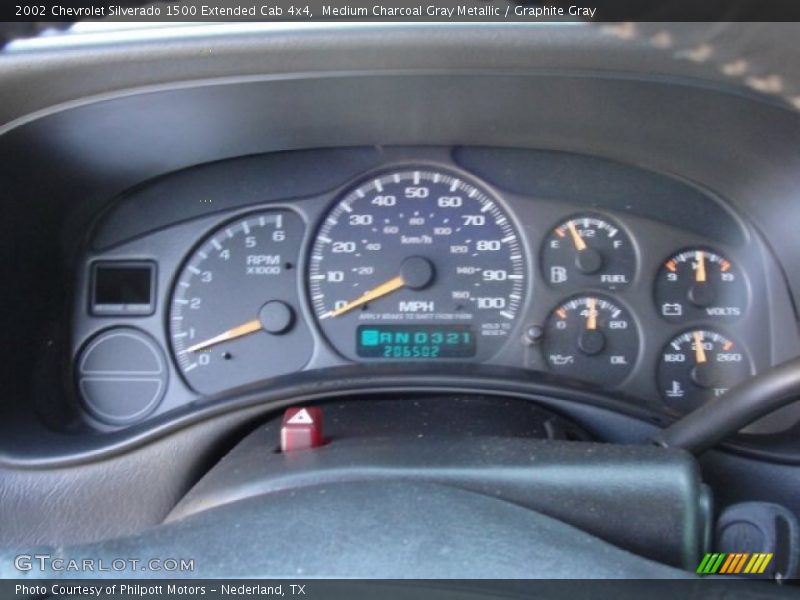 Medium Charcoal Gray Metallic / Graphite Gray 2002 Chevrolet Silverado 1500 Extended Cab 4x4