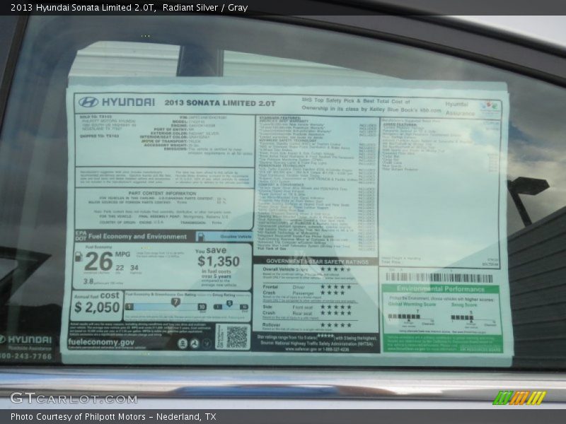 Radiant Silver / Gray 2013 Hyundai Sonata Limited 2.0T