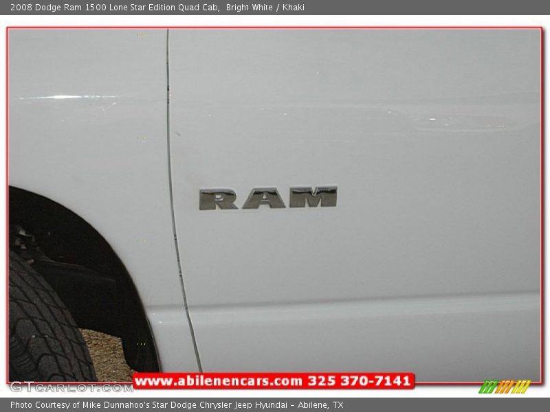 Bright White / Khaki 2008 Dodge Ram 1500 Lone Star Edition Quad Cab