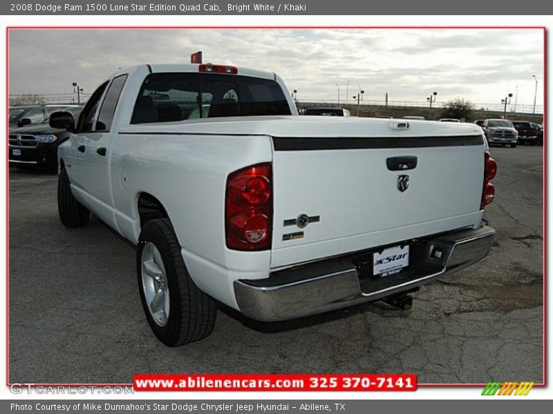 Bright White / Khaki 2008 Dodge Ram 1500 Lone Star Edition Quad Cab