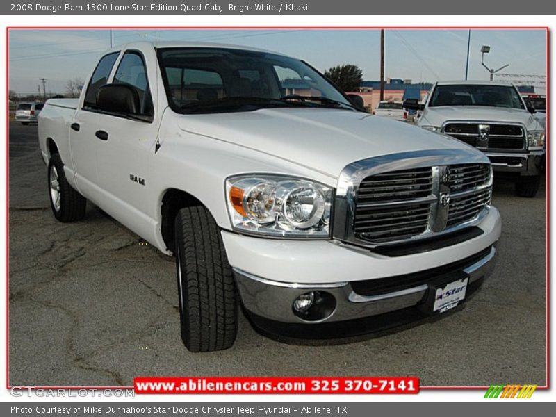 Bright White / Khaki 2008 Dodge Ram 1500 Lone Star Edition Quad Cab
