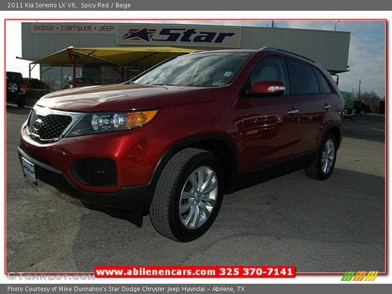 Spicy Red / Beige 2011 Kia Sorento LX V6