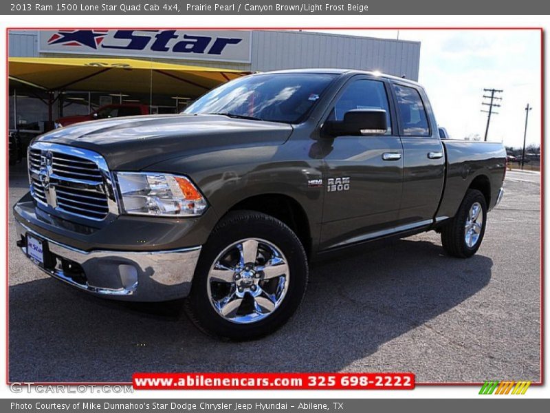 Prairie Pearl / Canyon Brown/Light Frost Beige 2013 Ram 1500 Lone Star Quad Cab 4x4