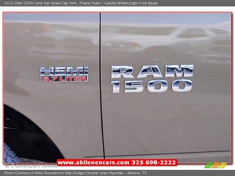 Prairie Pearl / Canyon Brown/Light Frost Beige 2013 Ram 1500 Lone Star Quad Cab 4x4