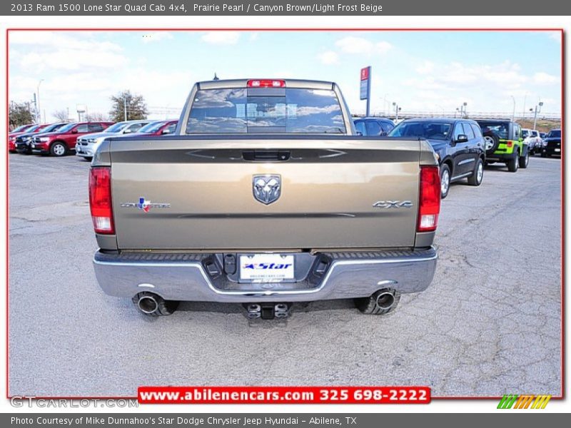 Prairie Pearl / Canyon Brown/Light Frost Beige 2013 Ram 1500 Lone Star Quad Cab 4x4