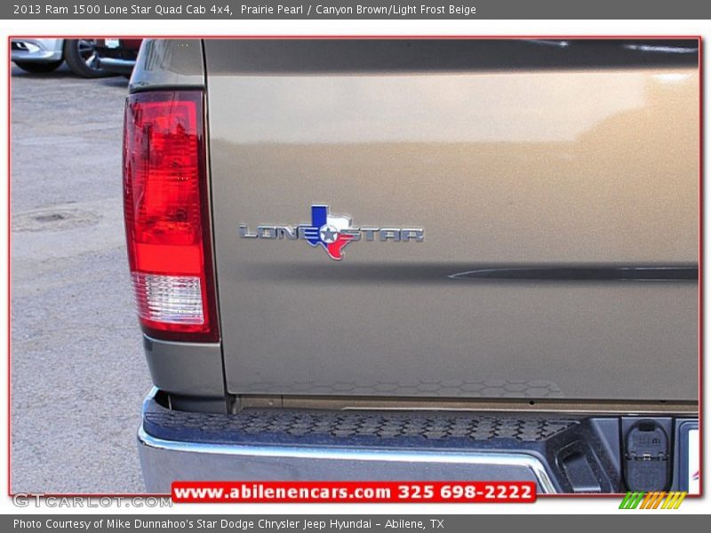 Prairie Pearl / Canyon Brown/Light Frost Beige 2013 Ram 1500 Lone Star Quad Cab 4x4