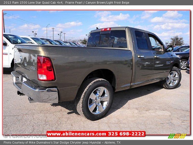 Prairie Pearl / Canyon Brown/Light Frost Beige 2013 Ram 1500 Lone Star Quad Cab 4x4