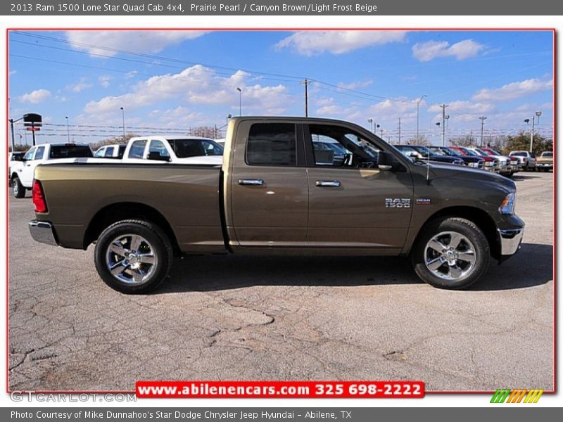 Prairie Pearl / Canyon Brown/Light Frost Beige 2013 Ram 1500 Lone Star Quad Cab 4x4