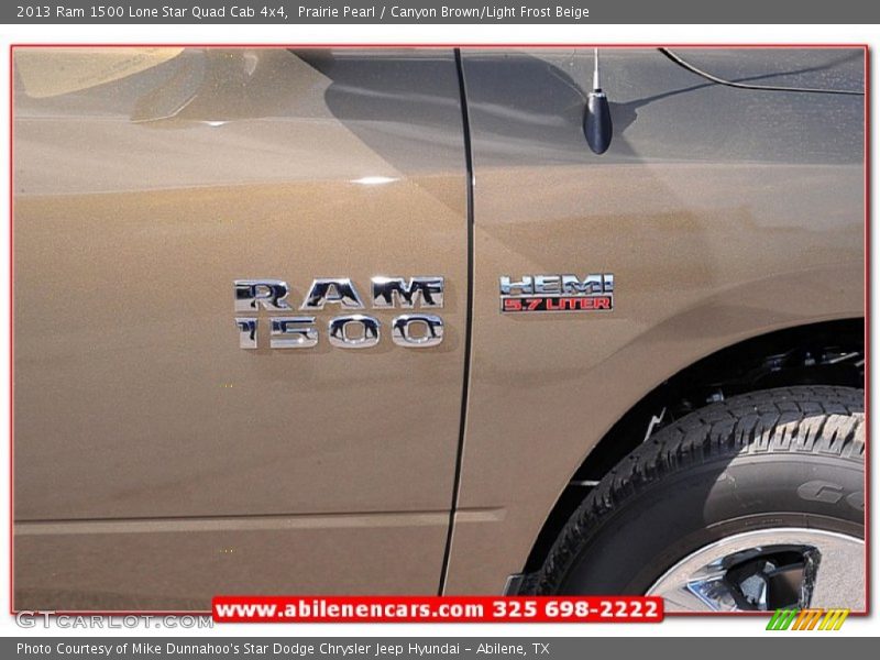 Prairie Pearl / Canyon Brown/Light Frost Beige 2013 Ram 1500 Lone Star Quad Cab 4x4